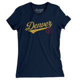 Denver Vintage Script Women's T-Shirt-Midnight Navy-Allegiant Goods Co. Vintage Sports Apparel