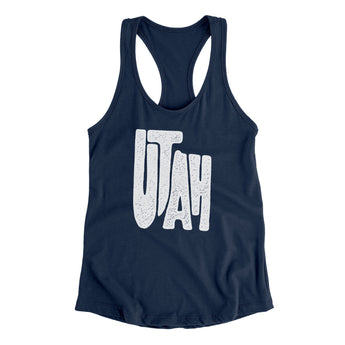 Utah State Shape Text Women's Racerback Tank-Midnight Navy-Allegiant Goods Co. Vintage Sports Apparel
