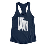 Utah State Shape Text Women's Racerback Tank-Midnight Navy-Allegiant Goods Co. Vintage Sports Apparel
