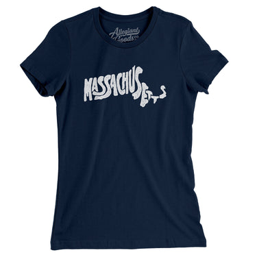 Massachusetts State Shape Text Women's T-Shirt-Allegiant Goods Co. Vintage Sports Apparel