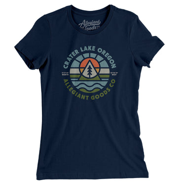 Crater Lake Oregon Retro Badge Women's T-Shirt-Midnight Navy-Allegiant Goods Co. Vintage Sports Apparel