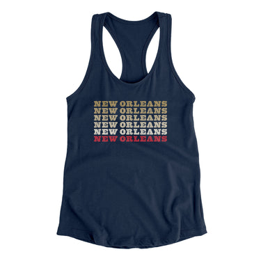 New Orleans Repeat Women's Racerback Tank-Midnight Navy-Allegiant Goods Co. Vintage Sports Apparel