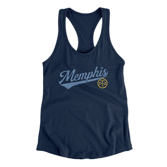 Memphis Vintage Script Women's Racerback Tank-Midnight Navy-Allegiant Goods Co. Vintage Sports Apparel