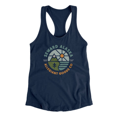 Seward Alaska Retro Badge Women's Racerback Tank-Allegiant Goods Co. Vintage Sports Apparel