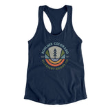 Boulder Colorado Retro Badge Women's Racerback Tank-Midnight Navy-Allegiant Goods Co. Vintage Sports Apparel