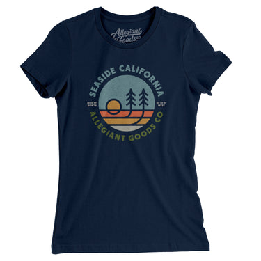 Seaside California Retro Badge Women's T-Shirt-Midnight Navy-Allegiant Goods Co. Vintage Sports Apparel