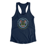Colorado Springs Retro Badge Women's Racerback Tank-Midnight Navy-Allegiant Goods Co. Vintage Sports Apparel