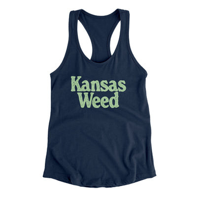 Kansas Weed Women's Racerback Tank-Midnight Navy-Allegiant Goods Co. Vintage Sports Apparel