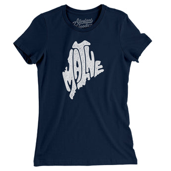 Maine State Shape Text Women's T-Shirt-Allegiant Goods Co. Vintage Sports Apparel