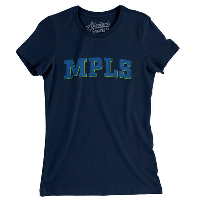 Mpls Varsity Women's T-Shirt-Midnight Navy-Allegiant Goods Co. Vintage Sports Apparel