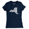 New York State Shape Text Women's T-Shirt-Midnight Navy-Allegiant Goods Co. Vintage Sports Apparel