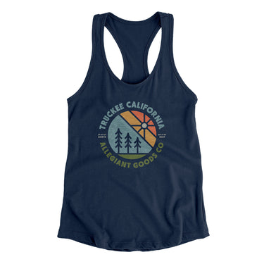 Truckee California Retro Badge Women's Racerback Tank-Midnight Navy-Allegiant Goods Co. Vintage Sports Apparel