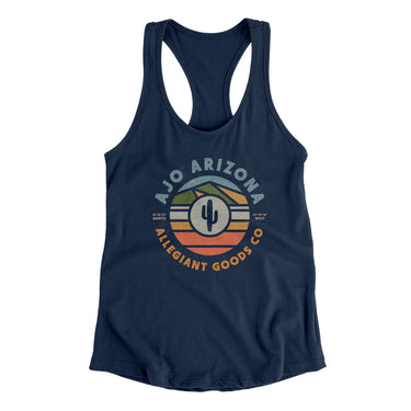 Ajo Arizona Retro Badge Women's Racerback Tank-Midnight Navy-Allegiant Goods Co. Vintage Sports Apparel