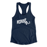 Massachusetts State Shape Text Women's Racerback Tank-Allegiant Goods Co. Vintage Sports Apparel