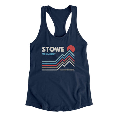 Stowe Vermont Women's Racerback Tank-Midnight Navy-Allegiant Goods Co. Vintage Sports Apparel