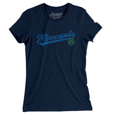 Minneapolis Vintage Script Women's T-Shirt-Midnight Navy-Allegiant Goods Co. Vintage Sports Apparel