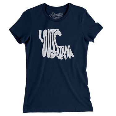 Louisiana State Shape Text Women's T-Shirt-Allegiant Goods Co. Vintage Sports Apparel