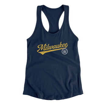 Milwaukee Vintage Script Women's Racerback Tank-Allegiant Goods Co. Vintage Sports Apparel