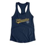 Milwaukee Vintage Script Women's Racerback Tank-Midnight Navy-Allegiant Goods Co. Vintage Sports Apparel