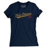 New Orleans Vintage Script Women's T-Shirt-Midnight Navy-Allegiant Goods Co. Vintage Sports Apparel
