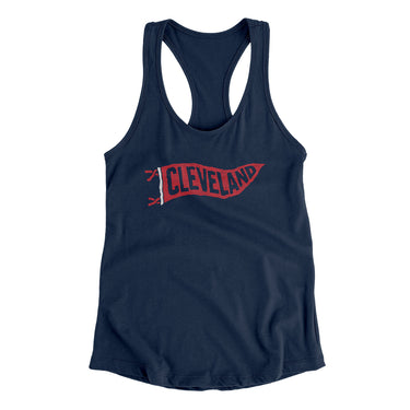 Cleveland Pennant Women's Racerback Tank-Midnight Navy-Allegiant Goods Co. Vintage Sports Apparel