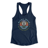 Mccall Idaho Retro Badge Women's Racerback Tank-Midnight Navy-Allegiant Goods Co. Vintage Sports Apparel