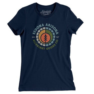 Sedona Arizona Retro Badge Women's T-Shirt-Midnight Navy-Allegiant Goods Co. Vintage Sports Apparel