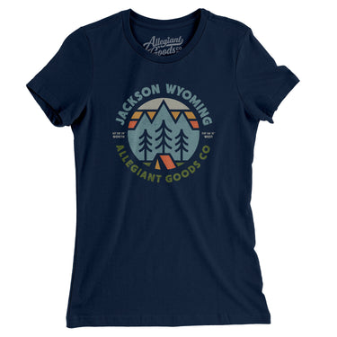 Jackson Wyoming Retro Badge Women's T-Shirt-Midnight Navy-Allegiant Goods Co. Vintage Sports Apparel