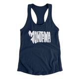 Montana State Shape Text Women's Racerback Tank-Midnight Navy-Allegiant Goods Co. Vintage Sports Apparel