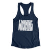 Wyoming State Shape Text Women's Racerback Tank-Midnight Navy-Allegiant Goods Co. Vintage Sports Apparel