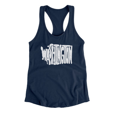 Washington State Shape Text Women's Racerback Tank-Allegiant Goods Co. Vintage Sports Apparel