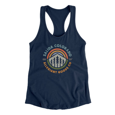 Salida Colorado Retro Badge Women's Racerback Tank-Midnight Navy-Allegiant Goods Co. Vintage Sports Apparel