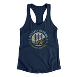 Astoria Oregon Retro Badge Women's Racerback Tank-Midnight Navy-Allegiant Goods Co. Vintage Sports Apparel
