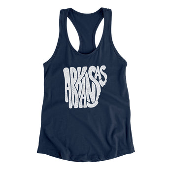 Arkansas State Shape Text Women's Racerback Tank-Midnight Navy-Allegiant Goods Co. Vintage Sports Apparel