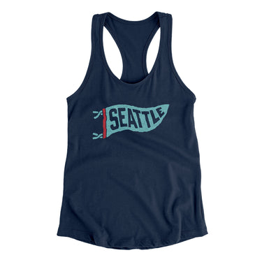 Seattle Pennant Women's Racerback Tank-Midnight Navy-Allegiant Goods Co. Vintage Sports Apparel