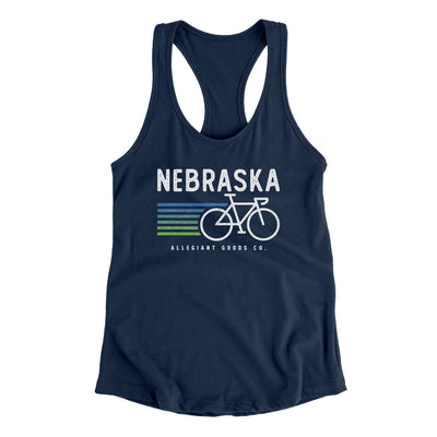 Nebraska Cycling Women's Racerback Tank-Midnight Navy-Allegiant Goods Co. Vintage Sports Apparel