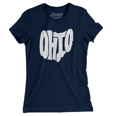 Ohio State Shape Text Women's T-Shirt-Midnight Navy-Allegiant Goods Co. Vintage Sports Apparel