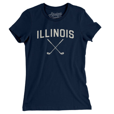 Illinois Golf Women's T-Shirt-Midnight Navy-Allegiant Goods Co. Vintage Sports Apparel