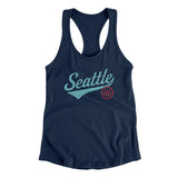 Seattle Vintage Script Women's Racerback Tank-Midnight Navy-Allegiant Goods Co. Vintage Sports Apparel