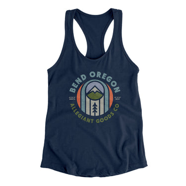 Bend Oregon Retro Badge Women's Racerback Tank-Midnight Navy-Allegiant Goods Co. Vintage Sports Apparel