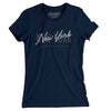 New York Overprint Women's T-Shirt-Midnight Navy-Allegiant Goods Co. Vintage Sports Apparel