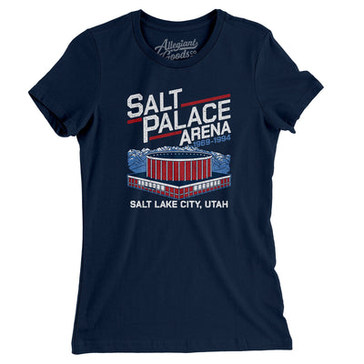 Salt Palace Arena Women's T-Shirt-Midnight Navy-Allegiant Goods Co. Vintage Sports Apparel
