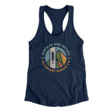 Santa Fe New Mexico Retro Badge Women's Racerback Tank-Midnight Navy-Allegiant Goods Co. Vintage Sports Apparel