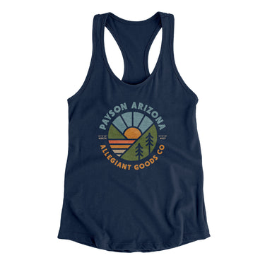 Payson Arizona Retro Badge Women's Racerback Tank-Midnight Navy-Allegiant Goods Co. Vintage Sports Apparel