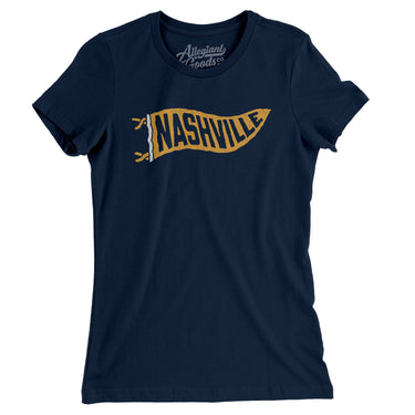 Nashville Pennant Women's T-Shirt-Midnight Navy-Allegiant Goods Co. Vintage Sports Apparel