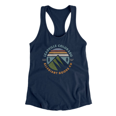Leadville Colorado Retro Badge Women's Racerback Tank-Midnight Navy-Allegiant Goods Co. Vintage Sports Apparel