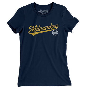 Milwaukee Vintage Script Women's T-Shirt-Midnight Navy-Allegiant Goods Co. Vintage Sports Apparel