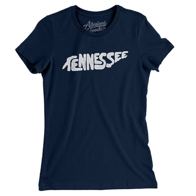 Tennessee State Shape Text Women's T-Shirt-Midnight Navy-Allegiant Goods Co. Vintage Sports Apparel