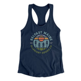 Belfast Maine Retro Badge Women's Racerback Tank-Midnight Navy-Allegiant Goods Co. Vintage Sports Apparel