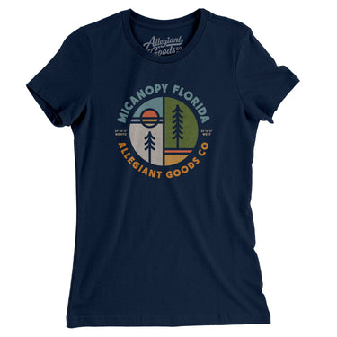 Micanopy Florida Retro Badge Women's T-Shirt-Midnight Navy-Allegiant Goods Co. Vintage Sports Apparel